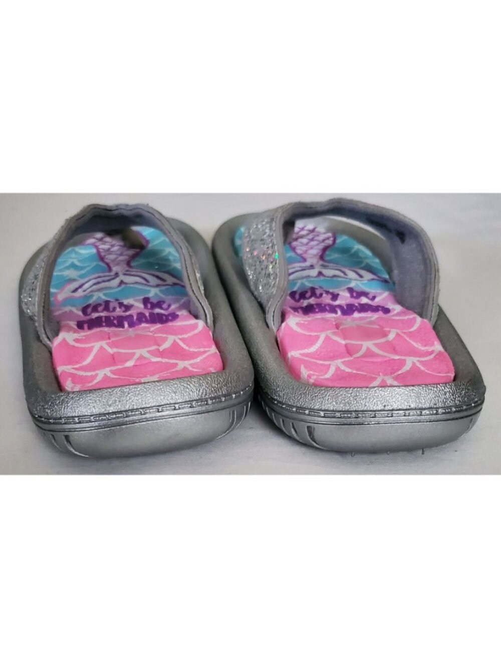 Elli By Capelli Girl's Let's Be Mermaid Pool Slides Flip Flop Silver/Blue Sz 3-4 - Picture 10 of 16